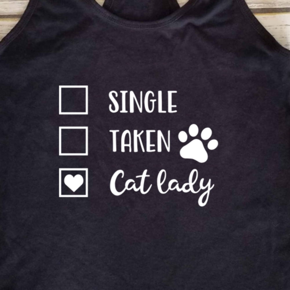 🐈 Single, Taken, Cat Lady racerback tank top - Picture 2 of 3
